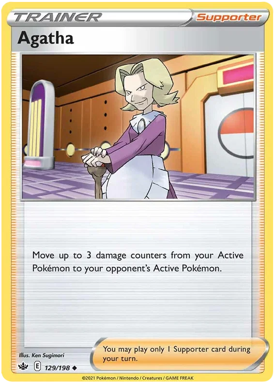 Agatha Trainer Supporter kaart #129/198 uit de Pokémon Chilling Reign set