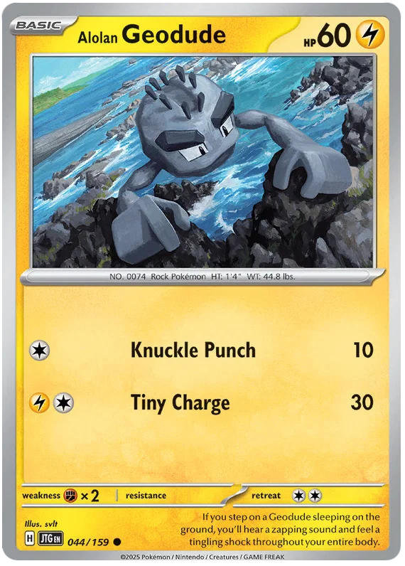 Alolan Geodude common kaart #044 uit de Pokémon Journey Together set