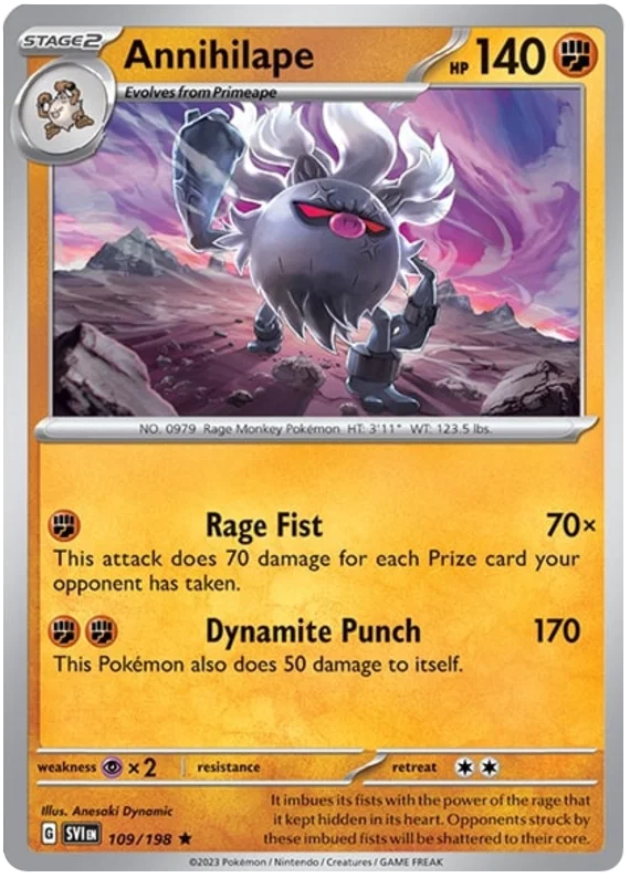 Annihilape Holo #109 losse kaart uit de Pokémon Scarlet & Violet set