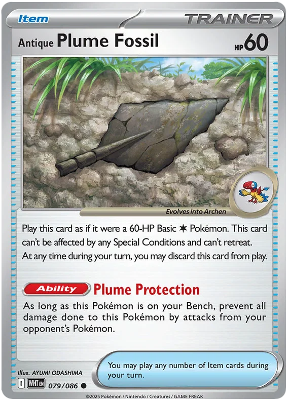 Pokémon kaart Antique Plume Fossil common #079 uit de White Flare set