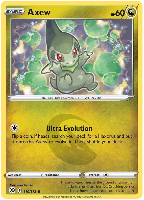 Pokémon Axew kaart #110/172 common uit de Brilliant Stars set