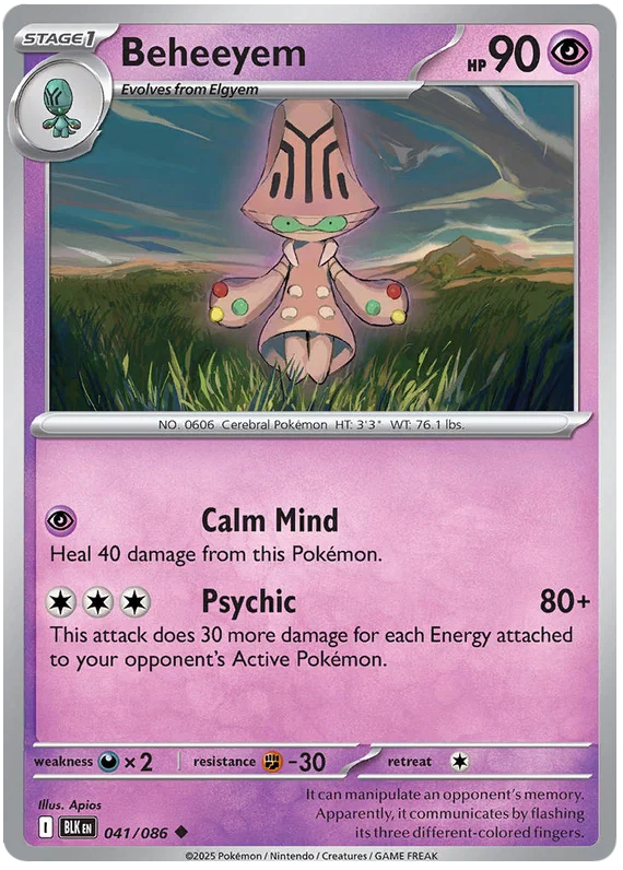 Pokémon Beheeyem #041 common kaart uit de Black Bolt set
