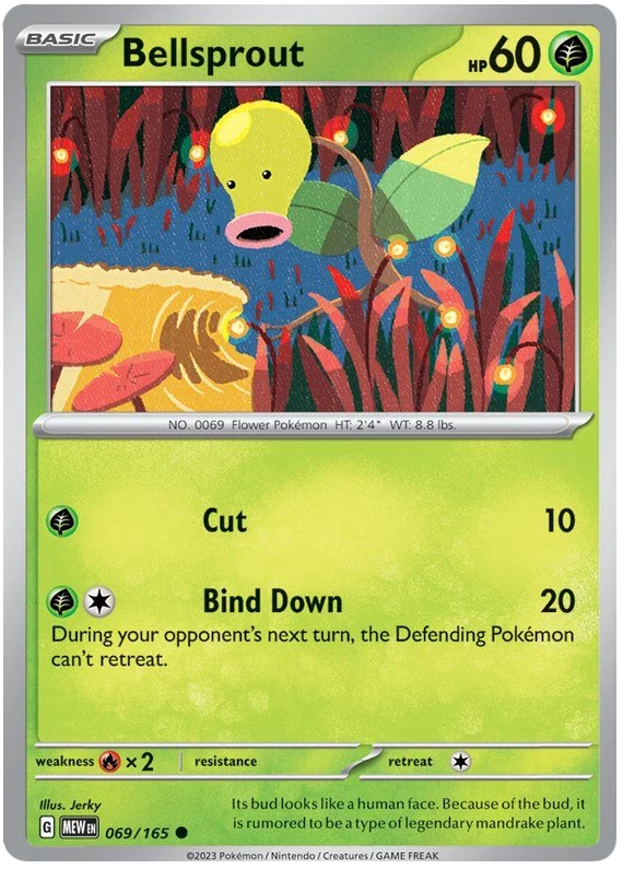 Bellsprout common kaart nummer 069 uit de Pokémon 151 set
