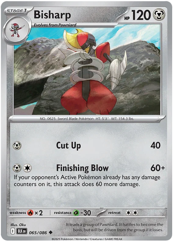Bisharp #065 common kaart uit de Pokémon Black Bolt set