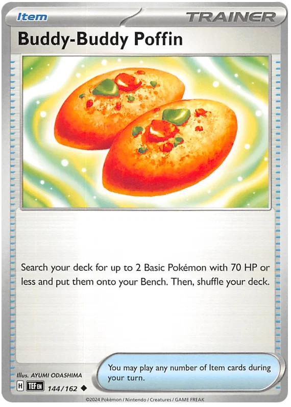 Buddy-Buddy Poffin common trainerkaart #144 uit de Pokémon Temporal Forces set