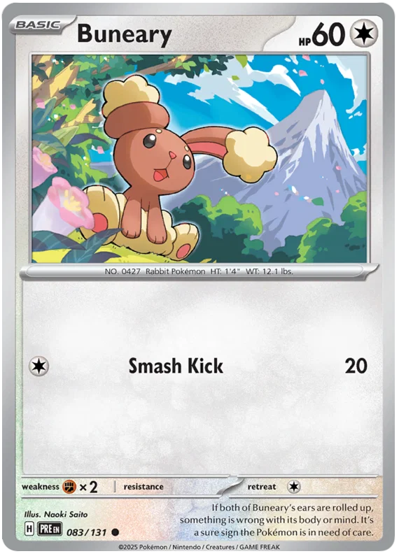 Pokémon Buneary common kaart #083 uit de Prismatic Evolutions set