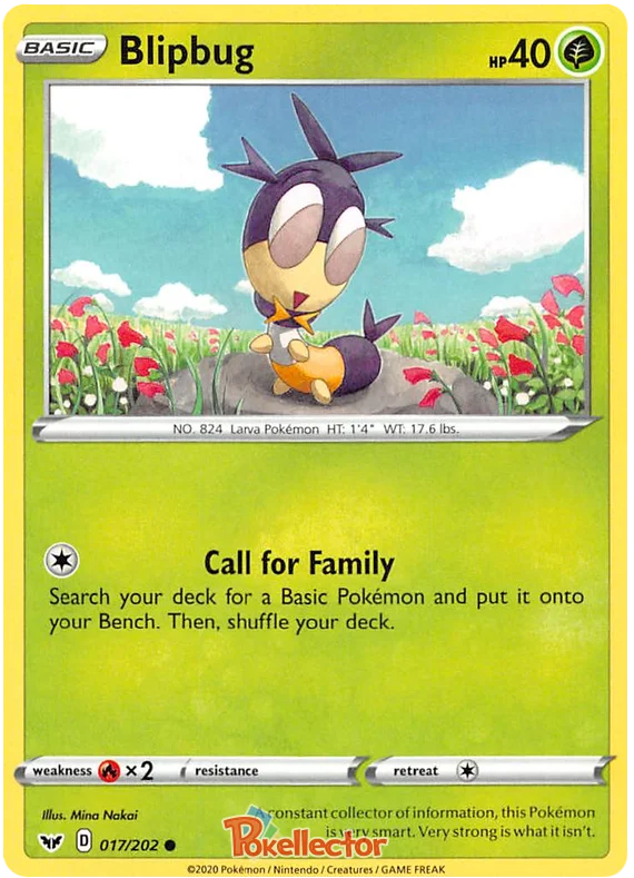 Pokémon TCG kaart Blipbug 017/202 uit de Sword & Shield basisset.