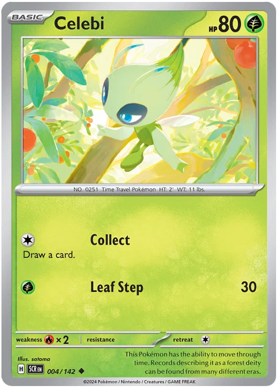 Pokémon Celebi common kaart #004 uit de Stellar Crown set