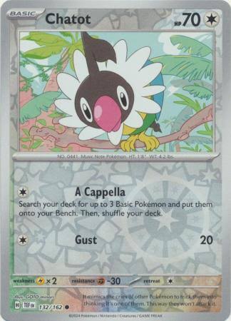 Chatot Reverse Holo #132 losse kaart uit Pokémon Temporal Forces set