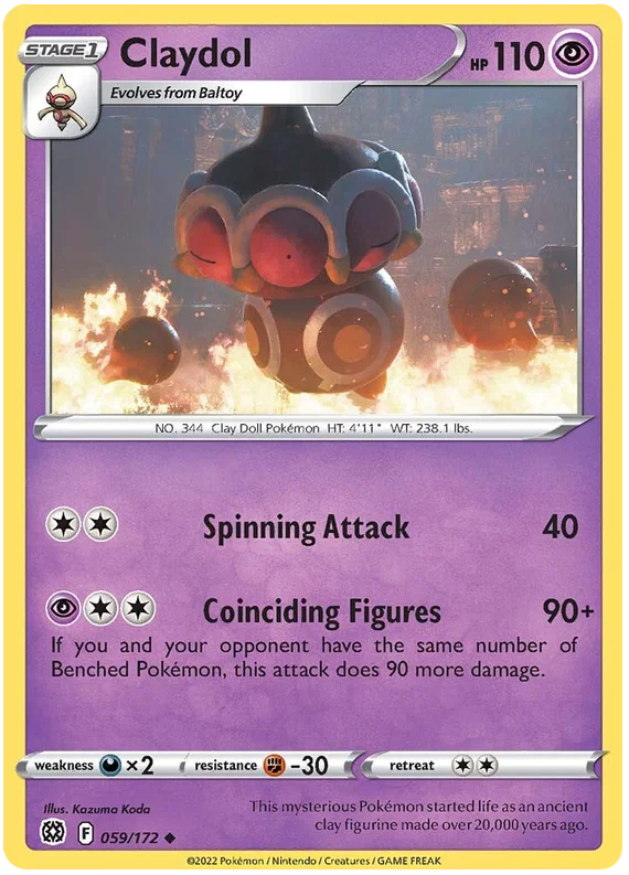 Pokémon Claydol #059 common kaart uit de Brilliant Stars set