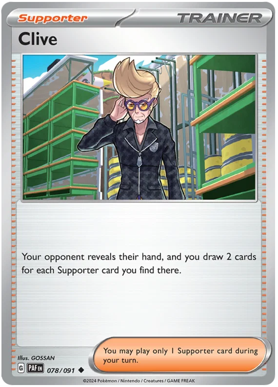 Pokémon kaart Clive common #078 uit de Paldean Fates set