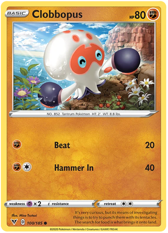 Clobbopus 100/185 common kaart uit de Pokémon Vivid Voltage set