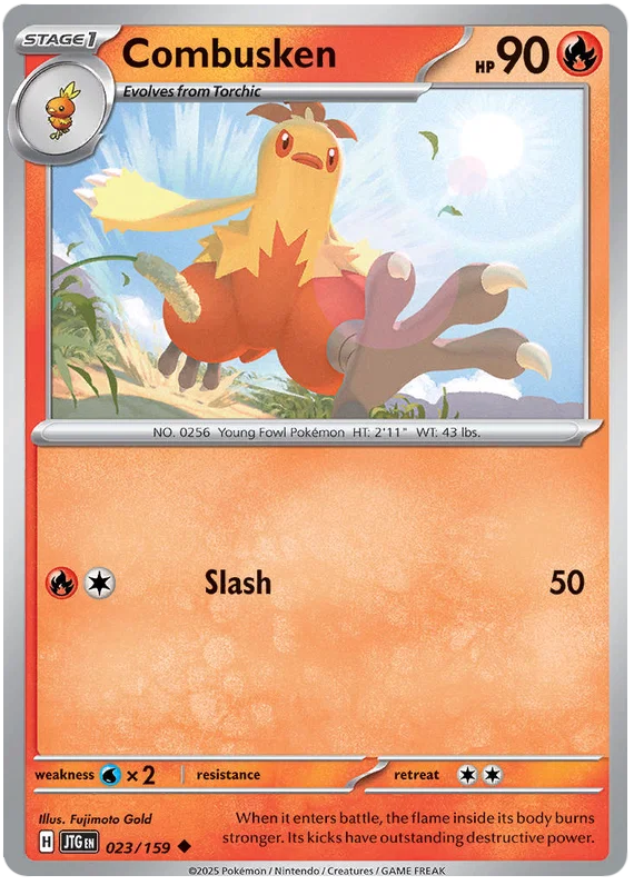 Pokémon Combusken #023 common kaart uit de Journey Together set