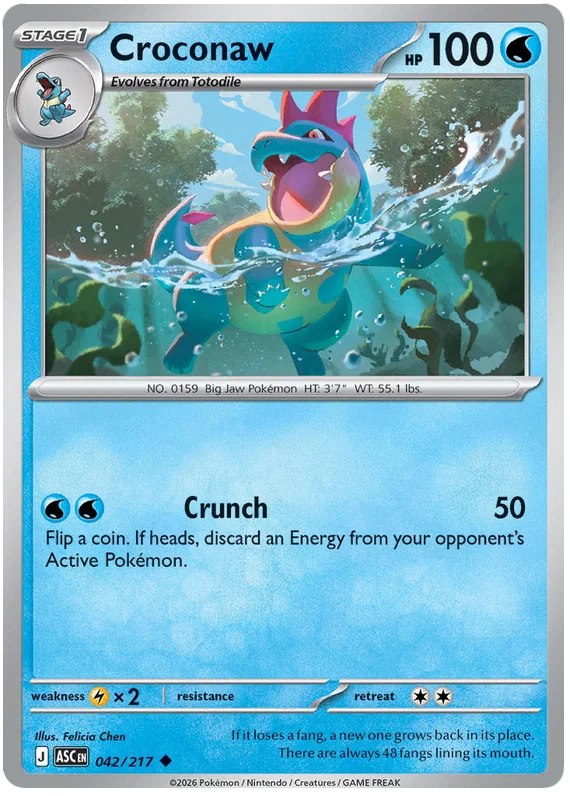 Croconaw common kaart nummer 042 uit de Pokémon set Ascended Heroes