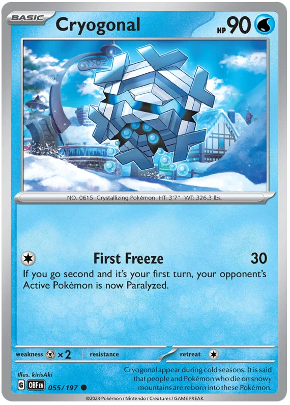 Cryogonal common Pokémon kaart nummer 055 uit de Obsidian Flames set
