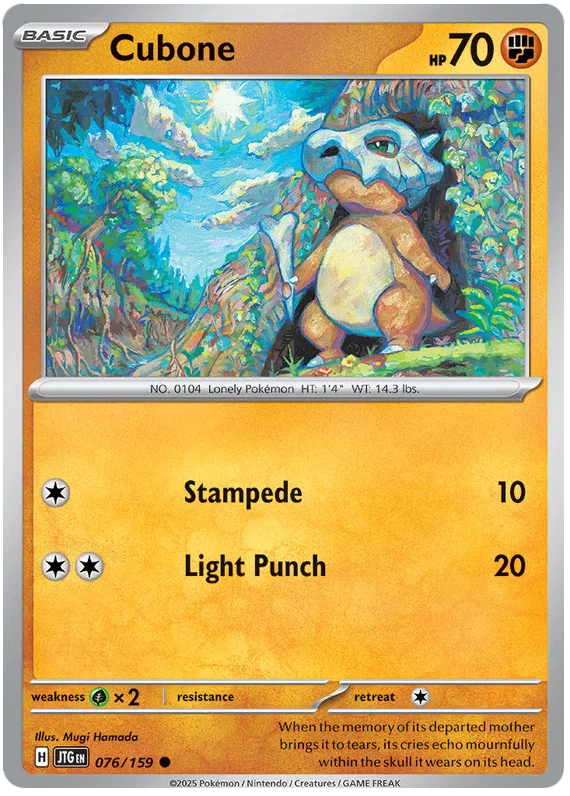 Cubone common kaart #076 uit de Pokémon Journey Together set