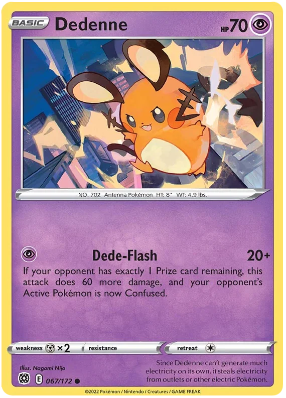 Pokémon Dedenne #067/172 common kaart uit Brilliant Stars set