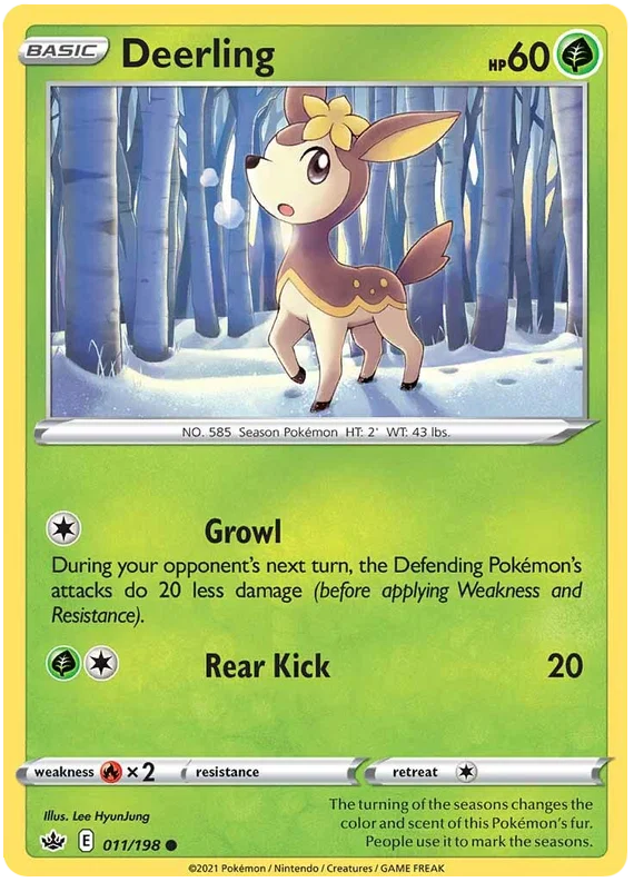 Pokémon Deerling common kaart 011/198 uit Chilling Reign