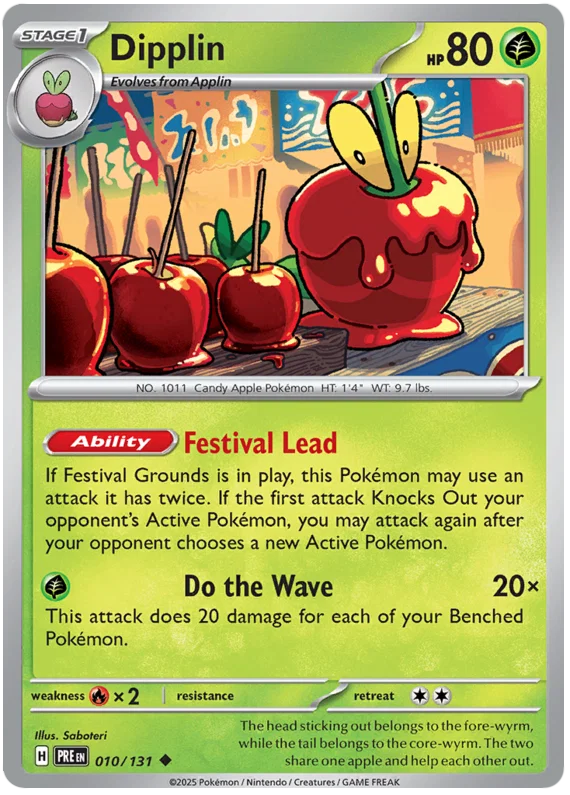 Dipplin common kaart #010 uit de Pokemon Prismatic Evolutions set