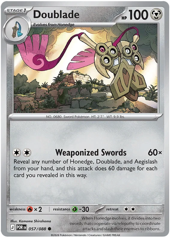 Pokémon Doublade common kaart #057 uit de Perfect Order set