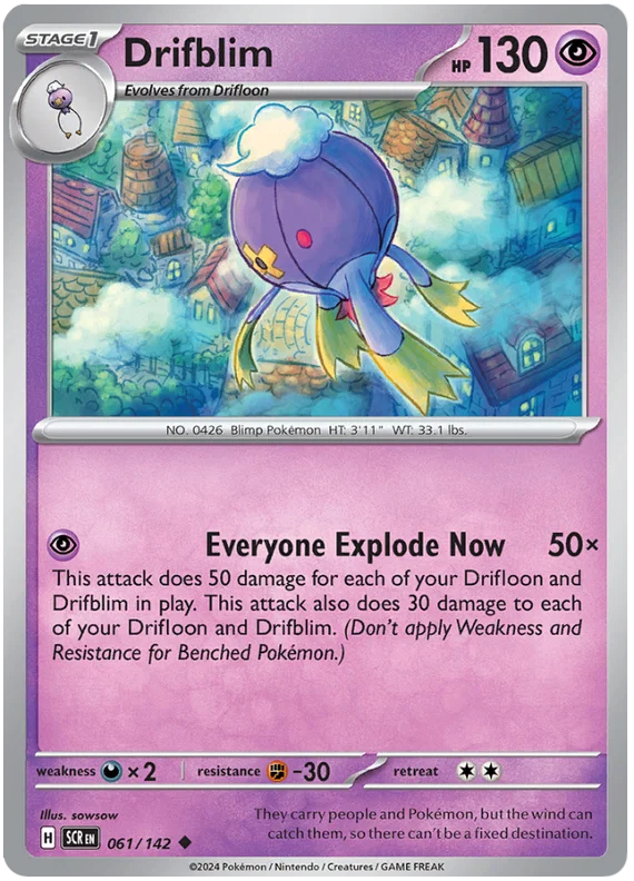 Drifblim common kaart #061 uit de Pokémon Stellar Crown set