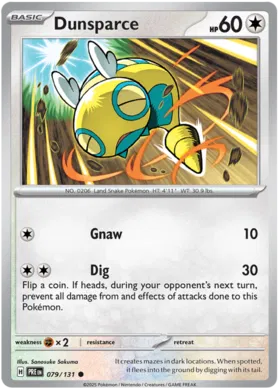 Dunsparce #079 common kaart uit de Pokémon Prismatic Evolutions set