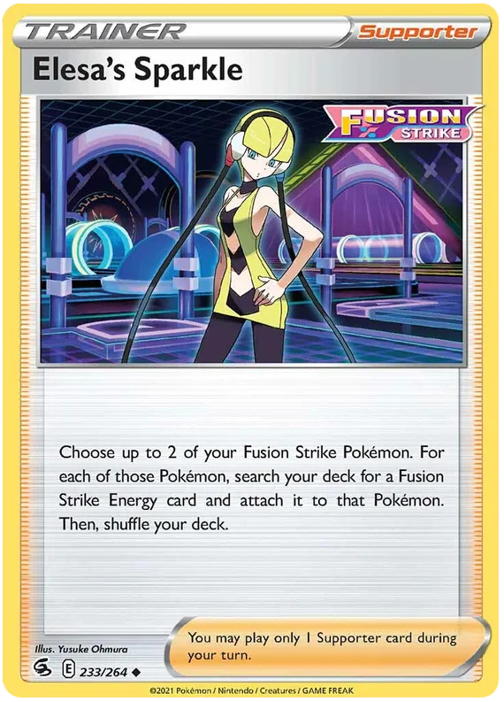 Elesa's Sparkle Trainer Supporter kaart uit de Pokemon Fusion Strike set, nummer 233/264