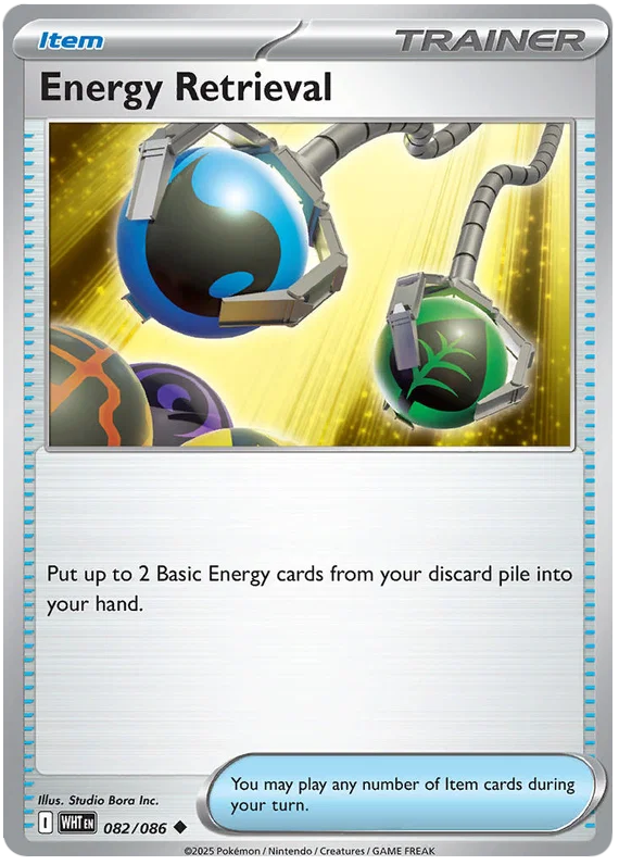 Pokémon Energy Retrieval kaart #082 uit de White Flare set, common trainerkaart