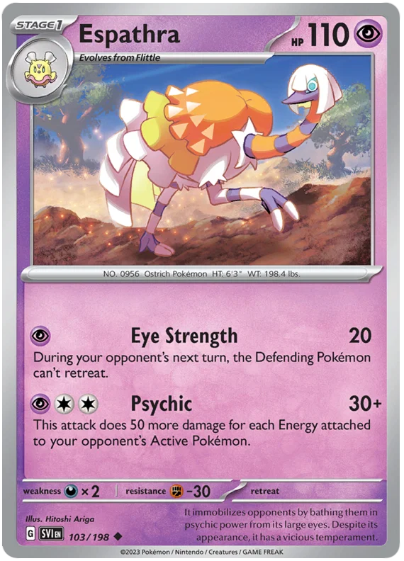 Espathra common kaart #103 uit de Pokémon Scarlet & Violet basisset