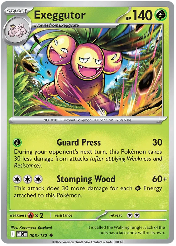 Exeggutor #005 common Pokémon kaart uit de Mega Evolution set
