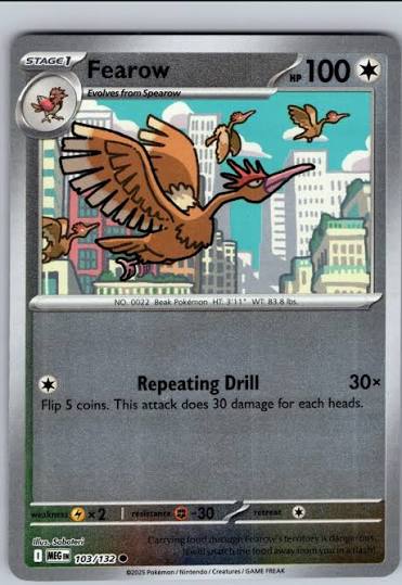 Fearow #103 Reverse Holo kaart uit de Pokémon Mega Evolution set