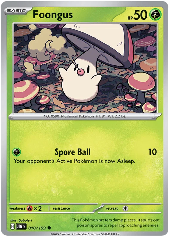 Foongus common kaart #010 uit de Pokémon Journey Together set