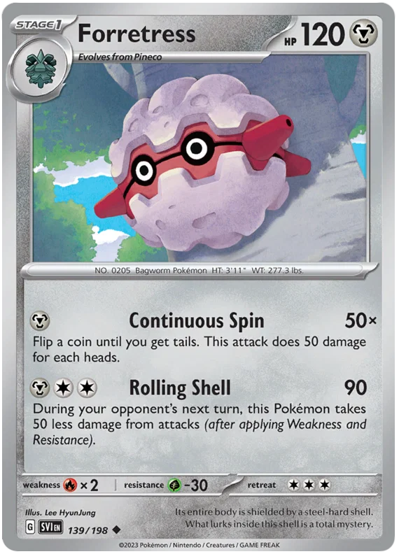 Forretress common kaart nummer 139 uit de Pokémon Scarlet & Violet set