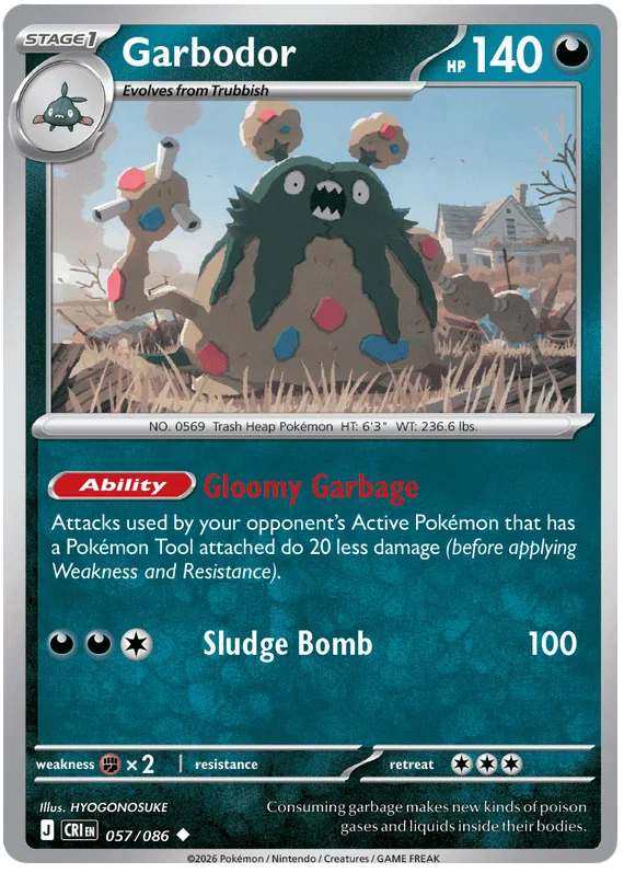 Garbodor common kaart nummer 057 uit de Pokémon Chaos Rising set