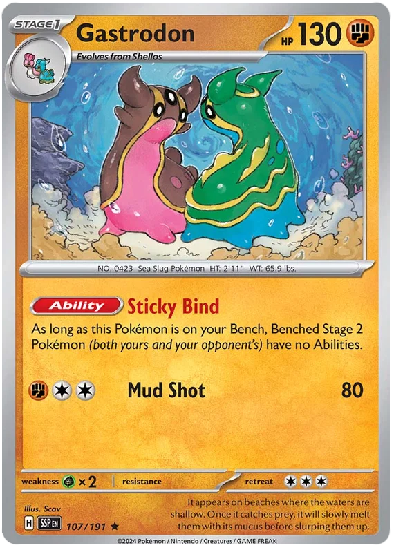 Gastrodon Holo kaart #107 uit de Pokémon set Surging Sparks
