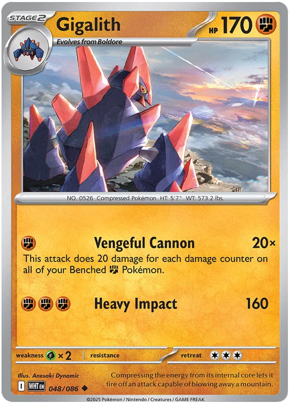 Pokémon Gigalith #048 common kaart uit de White Flare set