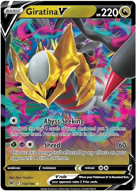 Giratina V Full Art kaart 130/196 uit de Pokémon Lost Origin set