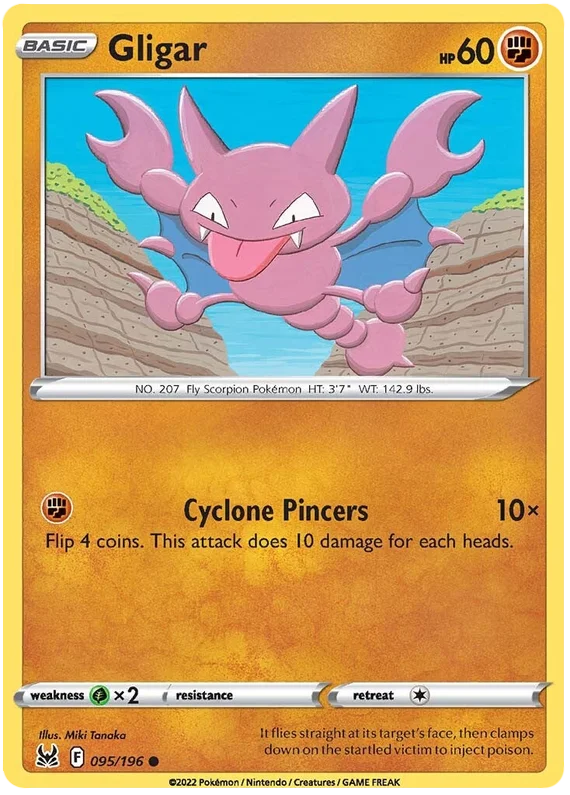 Pokémon kaart Gligar common 095/196 uit de Lost Origin set
