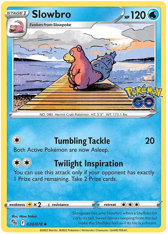 Slowbro kaart uit de Pokemon GO set met kaartnummer 020/078