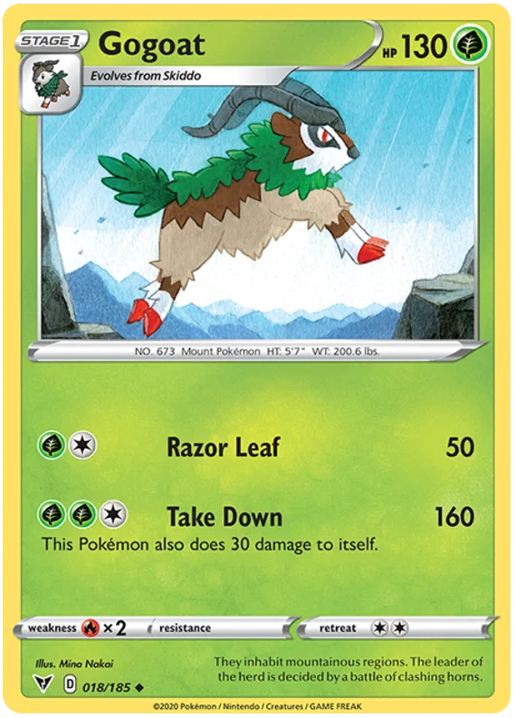Gogoat common kaart 018/185 uit de Pokémon Vivid Voltage set