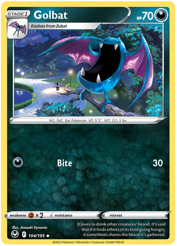 Golbat common kaart #104 uit de Pokémon Silver Tempest set