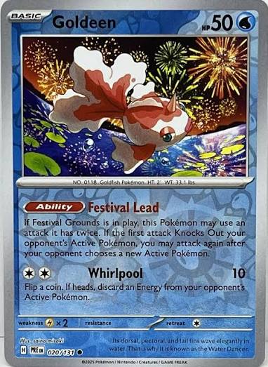 Goldeen #020 Reverse Holo kaart uit de Pokémon Prismatic Evolutions set