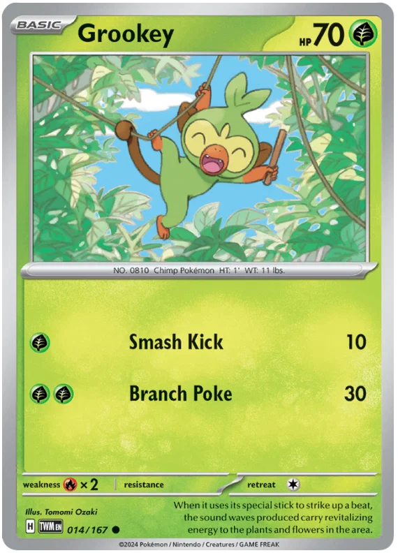 Grookey common kaart #014 uit de Pokémon Twilight Masquerade set