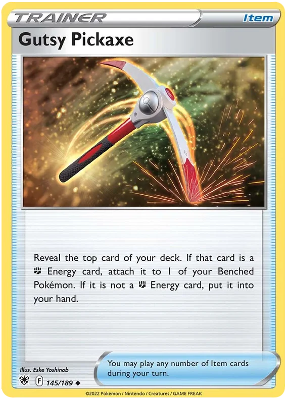 Gutsy Pickaxe Trainer kaart #145/189 uit de Pokemon Astral Radiance set