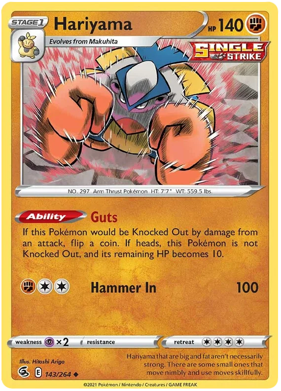 Hariyama common kaart #143/264 uit de Pokémon Fusion Strike set