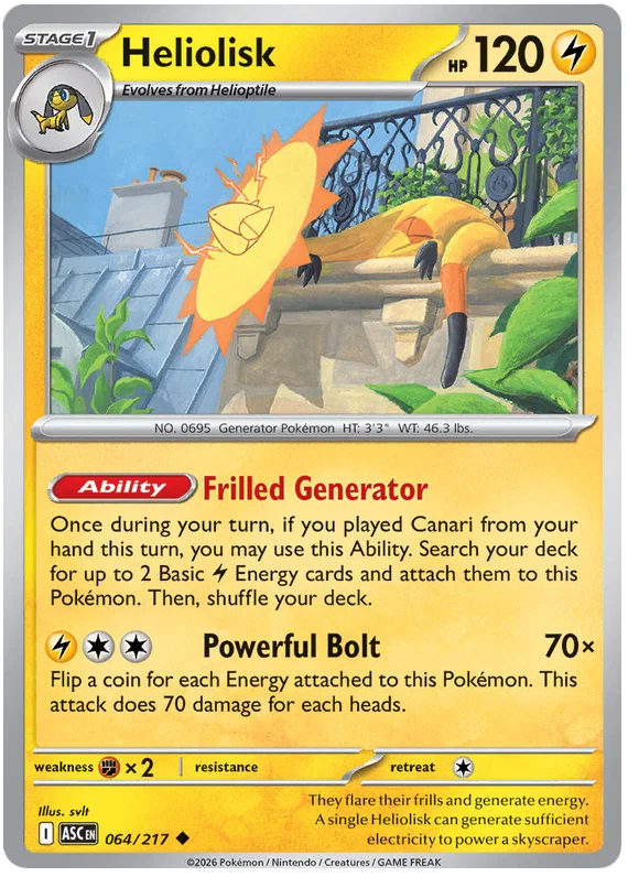 Heliolisk common kaart #064 uit de Pokémon set Ascended Heroes