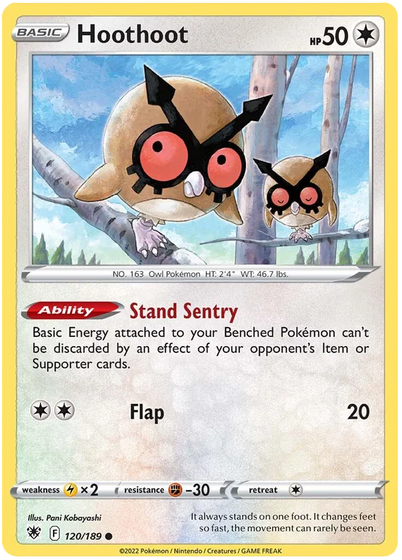 Hoothoot common kaart 120/189 uit de Pokémon Astral Radiance set