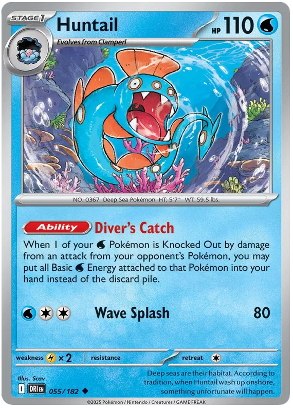 Pokémon Huntail common kaart nummer 055 uit de Destined Rivals set