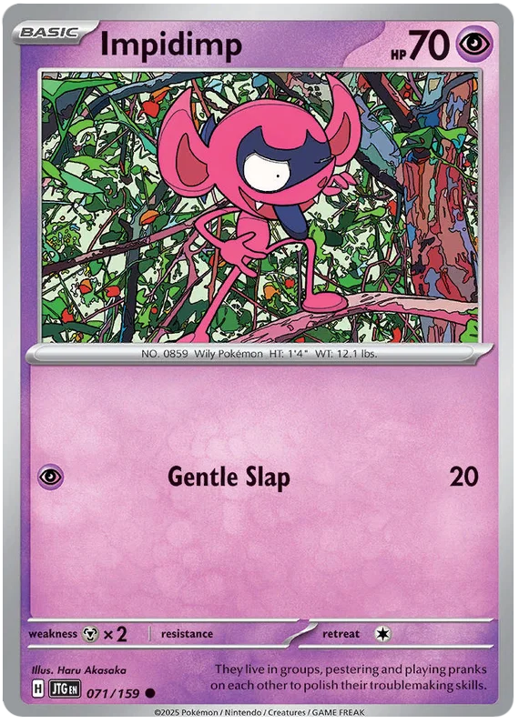 Pokémon Impidimp common kaart nummer 071 uit de Journey Together set