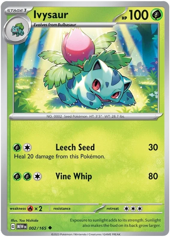 Pokémon Ivysaur common kaart nummer 002 uit de 151 set
